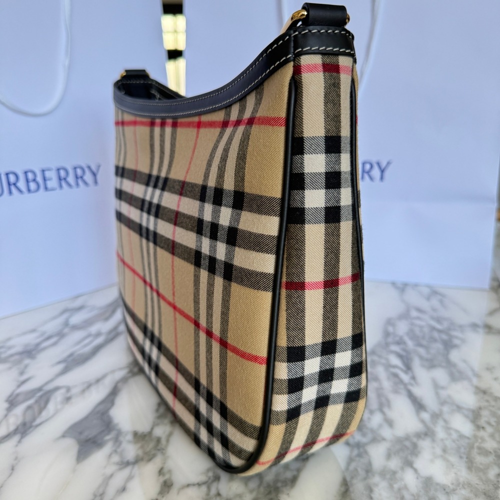 Burberry Small Vintage Check Hobo Shoulder Bag Archive Beige 8111415 - Picture 8 of 16